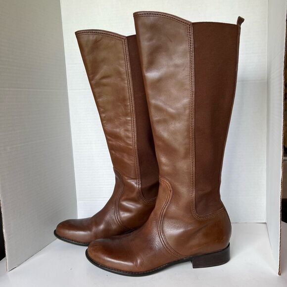 FRANCO SARTO Leather Fabric Road Knee High Riding Boots 8 - Picture 2 of 15